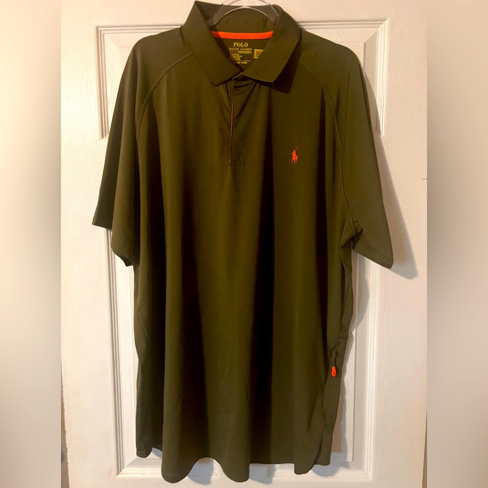 Green & Orange Polo Ralph Lauren Performance Moisture Wicking Polo
